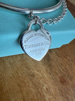 Rare Tiffany&Co. Please Return to Double sided Heart chain Bangle
