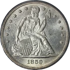 1859-O Seated Liberty Dollar OGH PCGS MS60 Great Eye Appeal Strong Strike