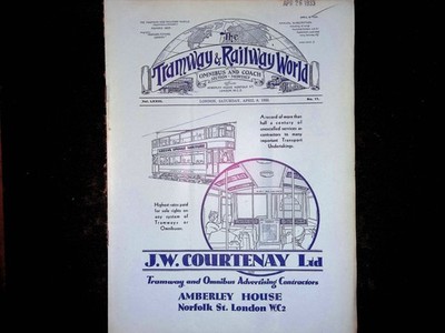 Tramway & Railway World Magazine Apr 8 1933 J.W. Courtenay Ad Birmingham