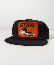 Vtg 1980s STIHL CHAINSAWS K-Brand Products Snap back TRUCKER HAT Farm Auto PATCH