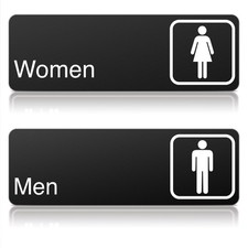 Men and Women Restroom Sign, Black Bathroom Sign Set, Self-Adhesive Washroom ...