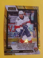 Justin Sourdif 2023-24 O-Pee-Chee Platinum Rookie Seismic Gold #239 Capitals /50