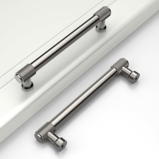 10 Pack 5 Inch 128mm Brushed Satin Nickel Cabinet Pulls Knurled Kitchen Handles