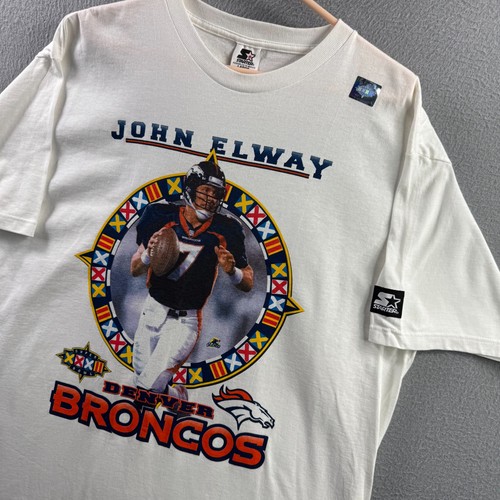 Vintage Denver Broncos Shirt Mens Large Tee Superbowl 1998 John Elway Starter - Picture 2 of 12