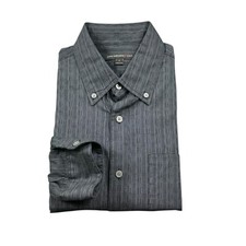 John Varvatos Black Gray Pattern Men  s Cotton Blend Button Front Size Small