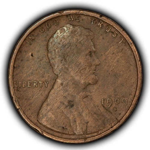 1909-S 1c Lincoln Wheat Small Cent - Fine Key Date - SKU-Y6290