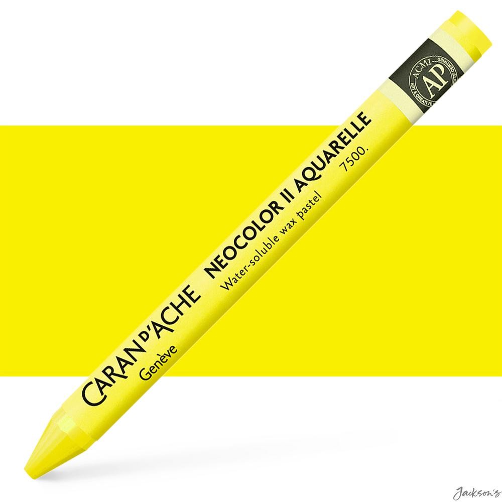 Caran d'Ache Neocolor II Watercolour Crayon Wax Lemon Yellow For Artist Drawing