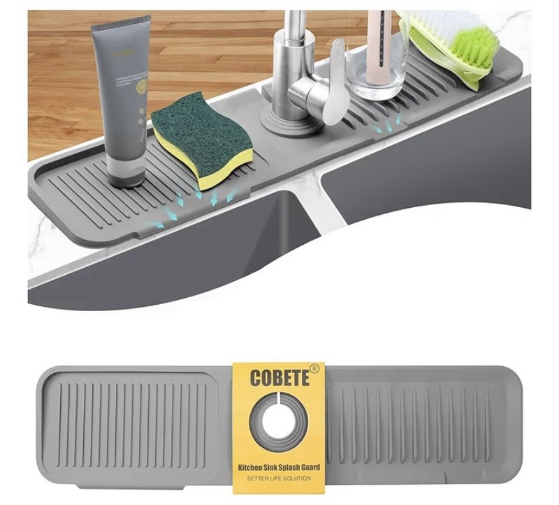COBETE Kitchen Sink Splash Guard, 5°Slope 24in Faucet Mat. NEW