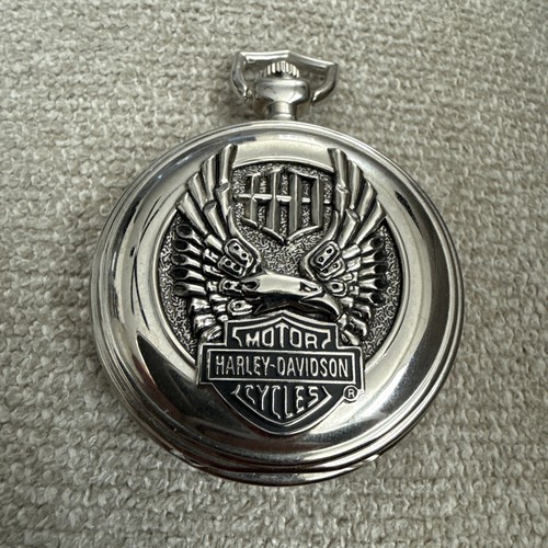 Harley Davidson Franklin Mint Pocket Watch Collector Series EUC Needs Battery