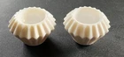 Vintage Anchor Hocking Milk Glass Candle Holders Oyster Shell Pleated Pair