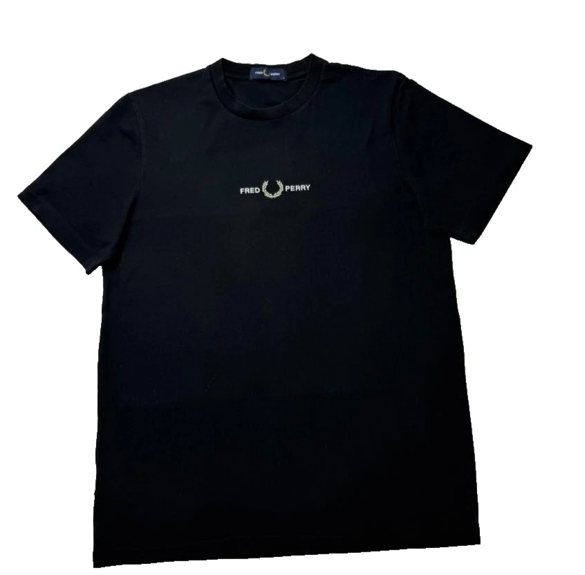 T-shirt homme Fred Perry logo brodé noir manches courtes en coton - Photo 1/4