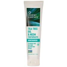 Desert Essence Tea Tree Oil & Neem Toothpaste - Fluoride-Free, Gluten-Free, SLS 