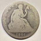 1891 Seated Liberty Half Dollar Silver Scarce Date Low Mintage Album Coin
