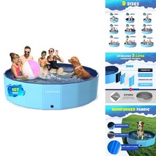 COMMOUDS C-DP 107 Inch Extra Large Foldable Collapsible Hard Plastic Dog Pool