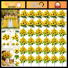 36 Bundles Faux Sunflowers Bouquets - 7  10 Head 12" Silk Flowers for Weddings,