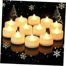 12/24/50/100/150 Pack Battery Operated Tea Lights Candles, Fake 12 Pcs White
