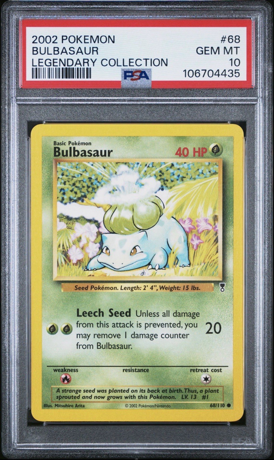 2002 Pokemon Legendary Collection Bulbasaur #68 PSA 10 MINT