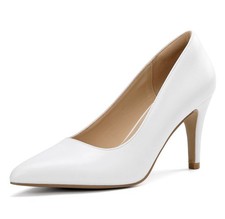 Sz 9 White Classic Pointed Toe Wedding Slip On Dress Stiletto High Heels NIB