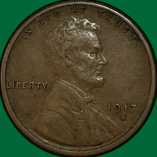 1917-S Lincoln Wheat Cent Extremely Fine XF Coin #36767