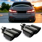 For 5 Series G30 530i 540i 2.5" ID Quad Exhaust Tips Dual Wall Stainless Carbon