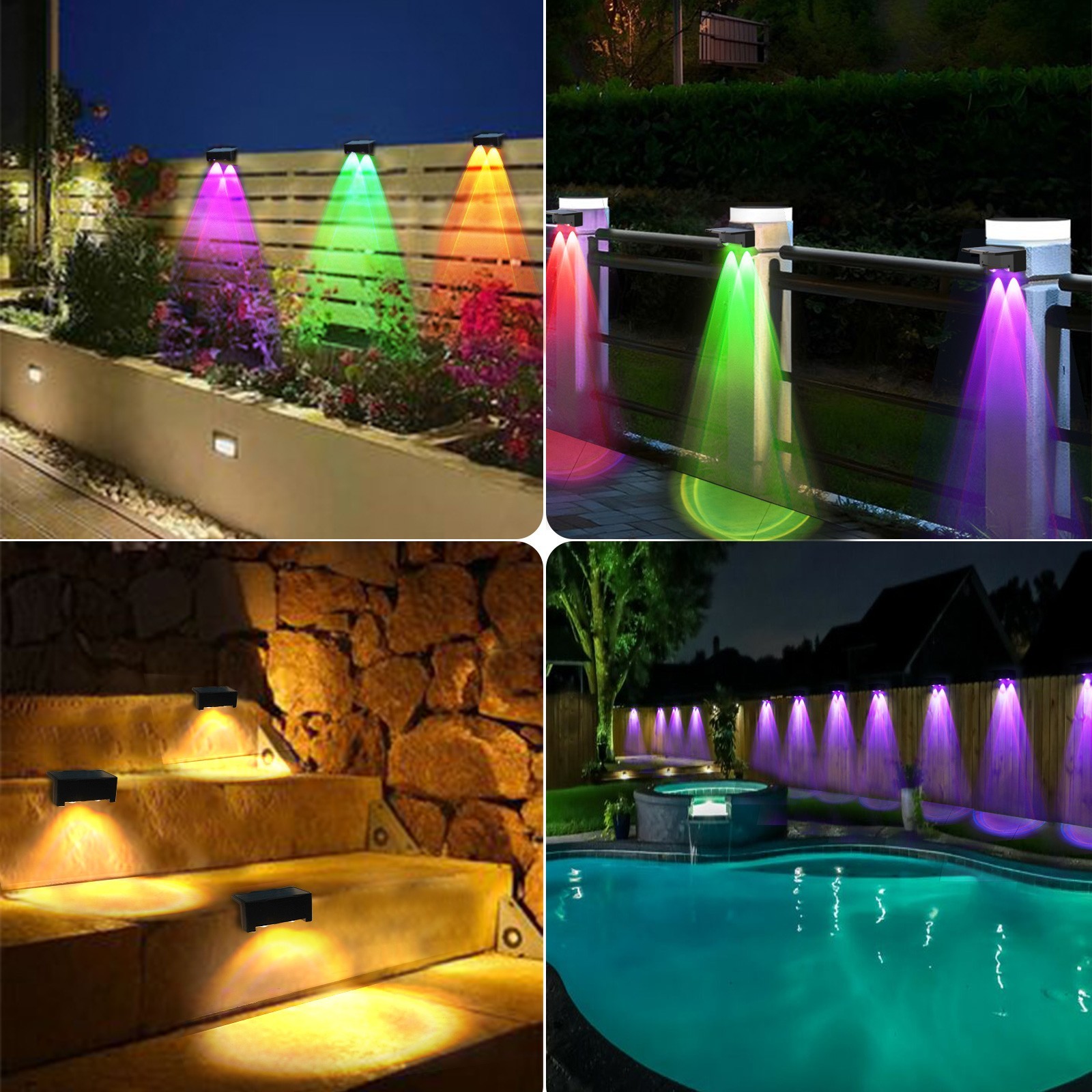 1-8PK LED Solar Power Fence Lights Deck Door Wall Stair Step Outdoor Garden Lamp
