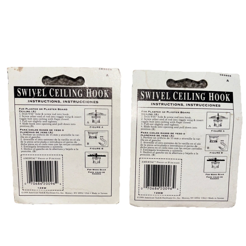 Lot Of 2 Swivel Ceiling Hooks White Rotating Hanging Planters 1994 Vintage - Imagem 2 de 2