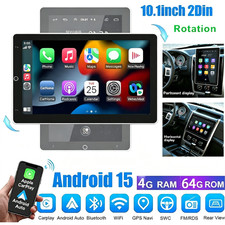 10.1'' Rotatable Car Stereo Radio Android 15 Double 2DIN GPS Wifi BT Carplay 64G