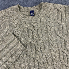 Vintage Gap Sweater Mens XL Cable Knit Lambs Wool Crew Fisherman Pullover Heavy