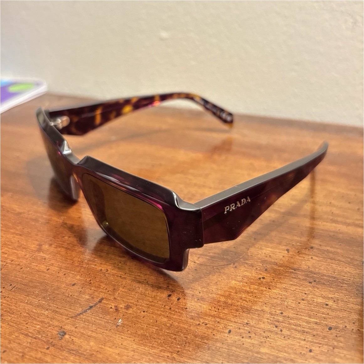 PRADA Rectangle Tortoise Shell Sunglasses Brown T… - image 1