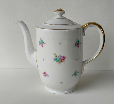 KPM FINE GERMAN PORCELAIN FLOWER PATTERN COFFEE POT