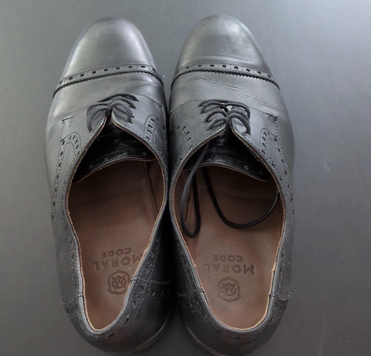 Moral Code Shoes Mens 8.5M Black Leather Newton Cap Toe Dress Casual Derby Men main image 4