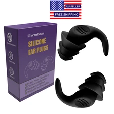 Earplugs by Acme Basics For Sleeping, Swimming & Noise Reduction Silicone Black