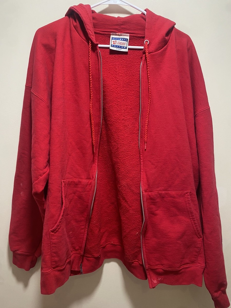 1990s Vintage Hanes Tag Red Pull Over Hoddie Zip Up Men's XL 1990s Vintage Hanes Tag Red Pull Over Hoddie Zip Up Men's XL