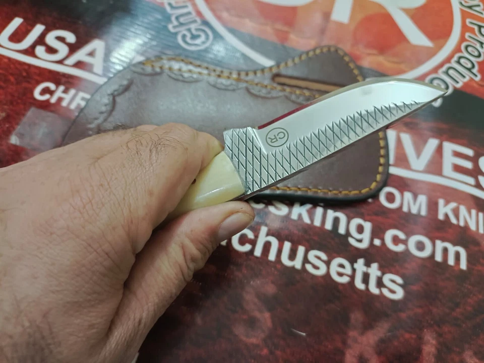 КОВАНЫЙ НА ЗАКАЗ ОХОТНИЧИЙ, КОВБОЙСКИЙ НОЖ ДЛЯ СНЯТИЯ ШКУРЫ С КОСТЯНОЙ РУЧКОЙ И НОЖНАМИ - Изображение 4 из 4