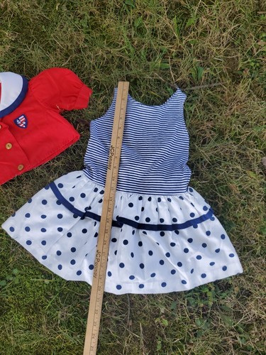Vtg Beaux Age Girls Size 5 Polka Dot Dress W/ Jacket Red Blue White USA Nautical - Picture 8 of 8