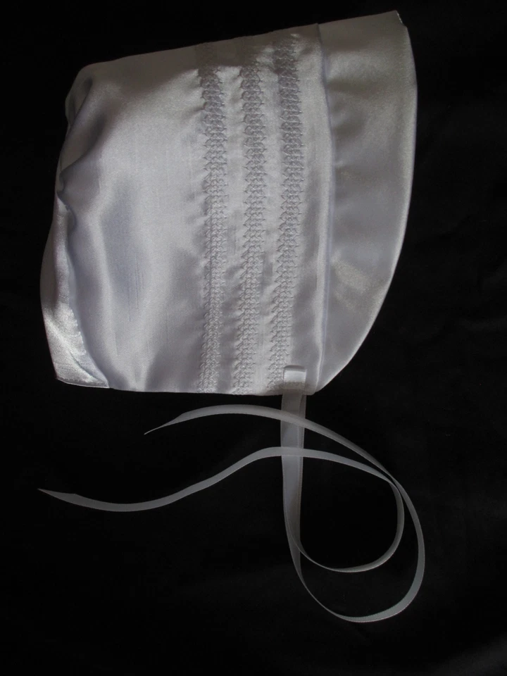 Gorro de boda Shantung de seda blanco para niños/niñas bautizo/bautismo talla 0-24 M Foto 4 de 4