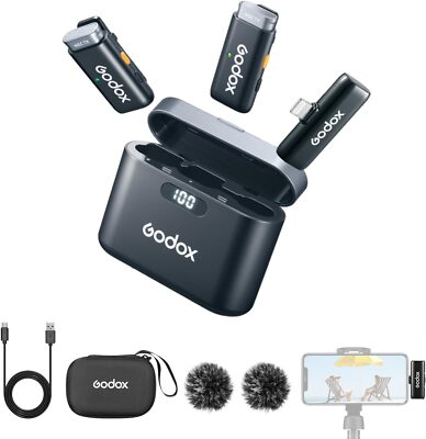 GODOX WES1 Kit2 Wireless Lavalier Microphone System 2 transmitter for iPhone iOS