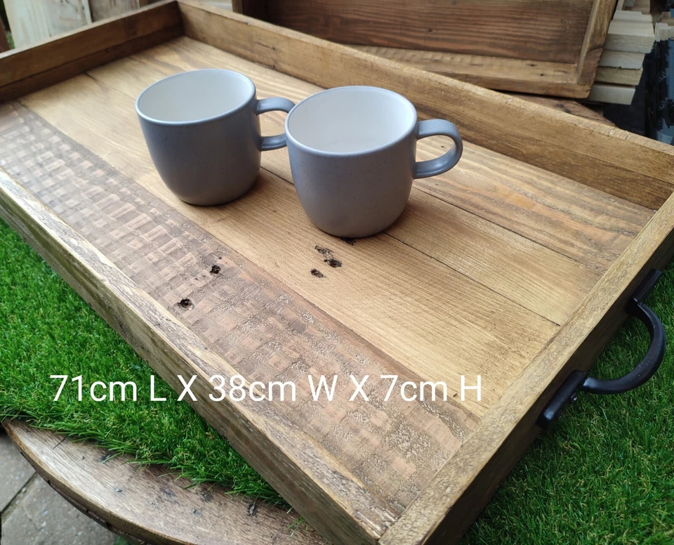 Large Rustic Reclaimed Wood Ottoman Tray/Farmhouse Tray / Serving Tray- Handmade - Image 3 of 4