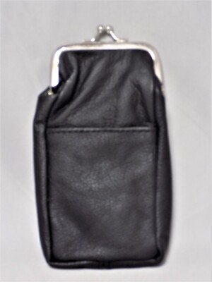 leather cigarette cases for 100's NEW GENUINE GRAIN LEATHER CIGARETTE CASE 100 or 120mm FRONT & REAR POCKETS  BLACK