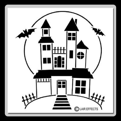 12 X 12 Spooky Haunted House STENCIL Template Halloween/Bats/Full Moon/Mansion
