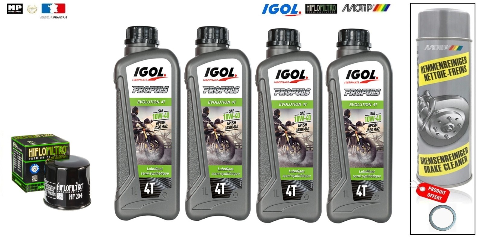 Kit vidange moteur 10W40 pour Pan European 1300 protégeant le V4 contre l'usure