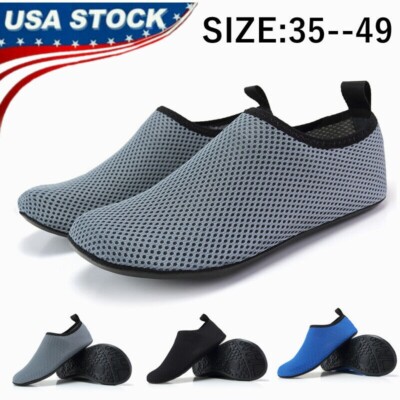 Mens Water Shoes Aqua Socks Zip Up Slip on Flexible Pool Beach Swim Surf  Yoga