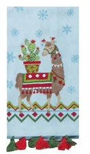 Kitchen Towel Kay Dee Design Blue FA La La Llama Holiday Tea Towel 16" x 26"