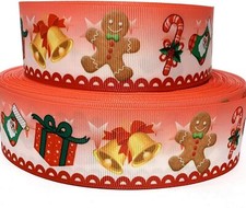 GROSGRAIN RIBBON 5/8", 7/8", 1.5", 3" Christmas Gingerbread Man Printed