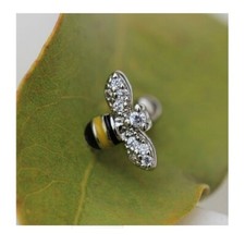  Bee Cartilage Stud - Enamel Upper Top Ear Piercing Tragus Bar Gem Helix Earring