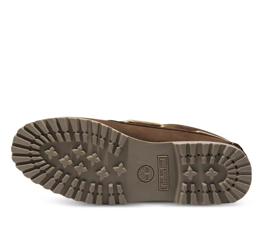 TIMBERLAND MEN'S 3-EYE AUTHENTIC HANDSEWN BOAT SHOES DARK BROWN
