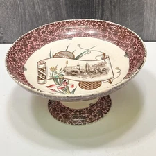 Antique 1856 Copeland & Sons Aesthetic Movement Cair Polychrome Footed Compote
