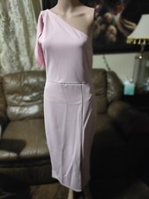 PrettyLittleThing nwt Baby pink  One Shoulder Bow Detail Midi Dress Size 10 uk14