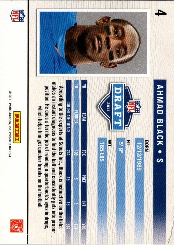  2011 Prestige NFL Passport #4 Ahmad Black - Image 2 of 2