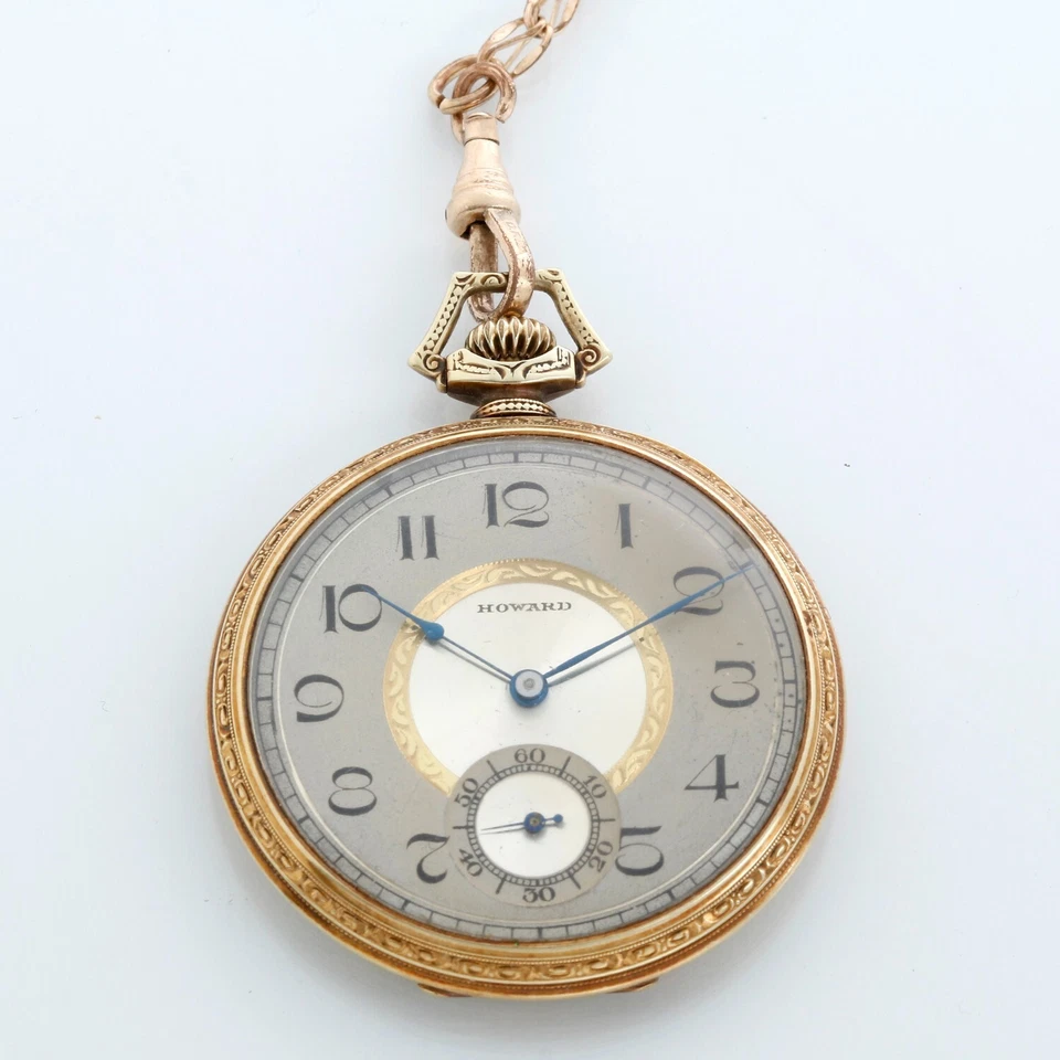 E. Howard Watch Co. 19J 14K Yellow Gold Pocket Watch W/Gold Filled Chain Ca.1923 - Image 2 of 4